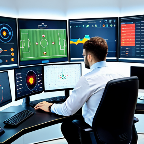 Home 22 A professional sports data analyst, wearing a modest business casual outfit, intensely focused on multiple large holographic screens displaying intricate football (soccer) tactical diagrams, player heat maps, and live Expected Goals (xG) statistics in a modern, brightly lit sports analytics center. The room is clean and organized, with ergonomic desks and high-tech equipment. The atmosphere is one of focused intelligence and strategic insight. fully clothed, appropriate attire, safe for work, perfect anatomy, correct proportions, natural pose, well-formed hands, proper finger count, natural body proportions, professional photography, high quality, family-friendly.